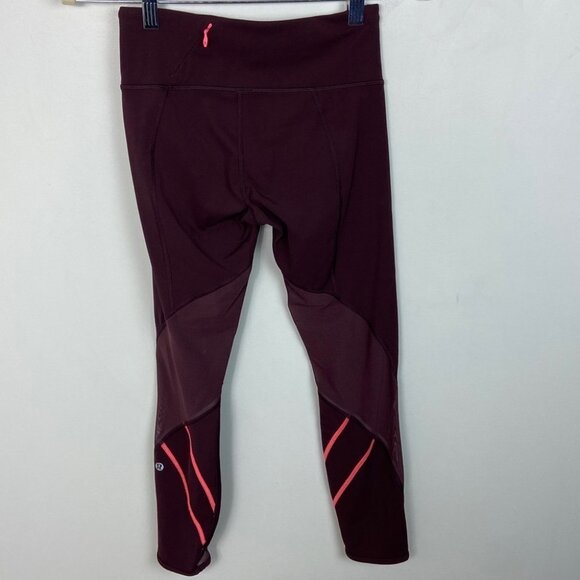 Lululemon All Meshed Up 7/8 Tight Bordeaux Drama Size 2 High Rise Stretch Pants - Picture 10 of 12